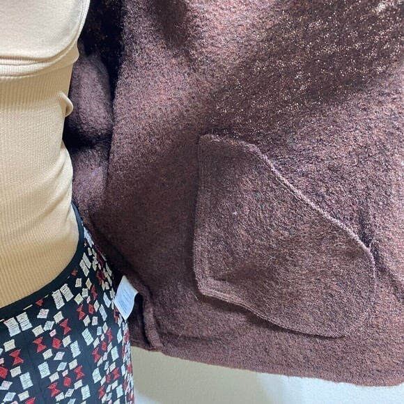 Lark Lane 100% Wool Fringe Brown Shawl/ Cardigan Size Large - Picture 8 of 12